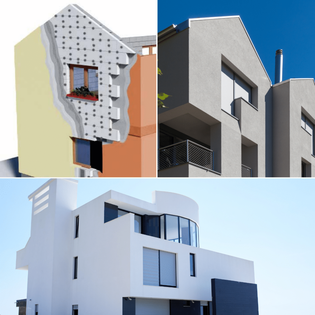 Sistema ThermInnov da Tintas 2000: esquema do isolamento térmico pelo exterior e fachadas de edifícios de habitação